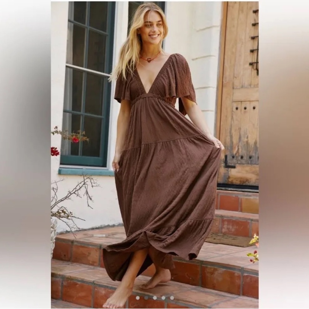 FREE PEOPLE Fondu Fudge  La La Maxi Dress